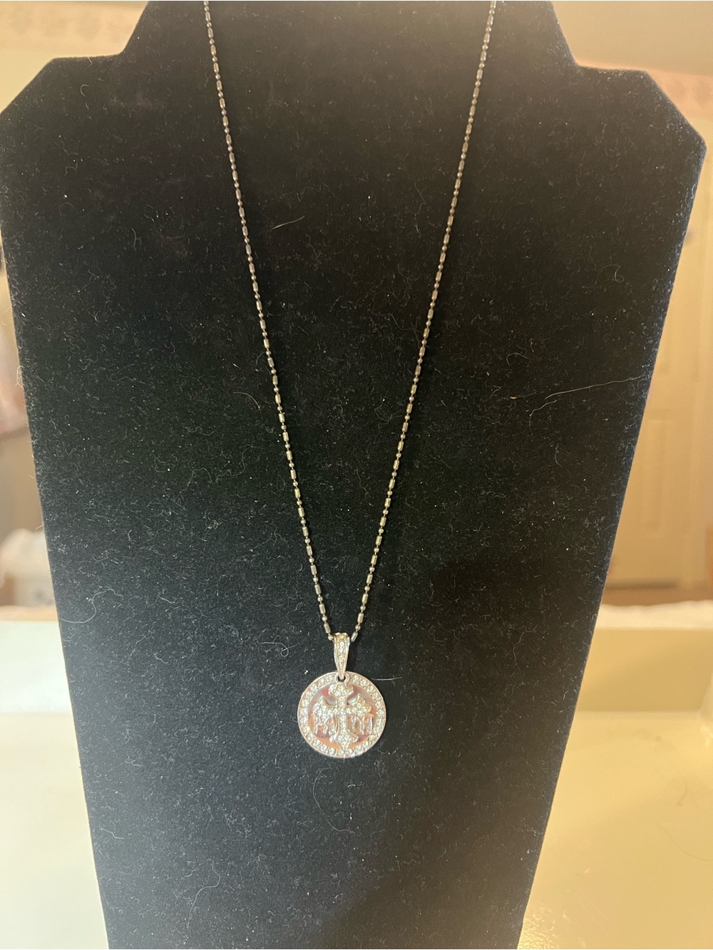 Avon - Faith Walk - Dainty Silver-Tone Round Pendant Necklace